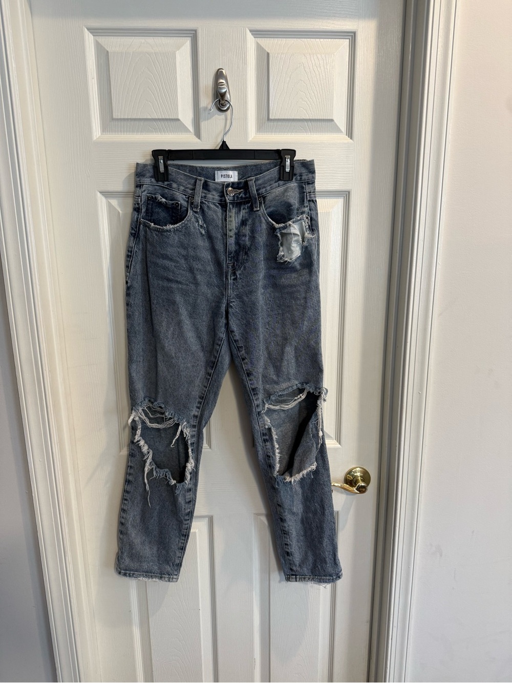 PISTOLA Presley Ripped High Waist Ankle Straight Leg Relaxed Boyfriend Jeans